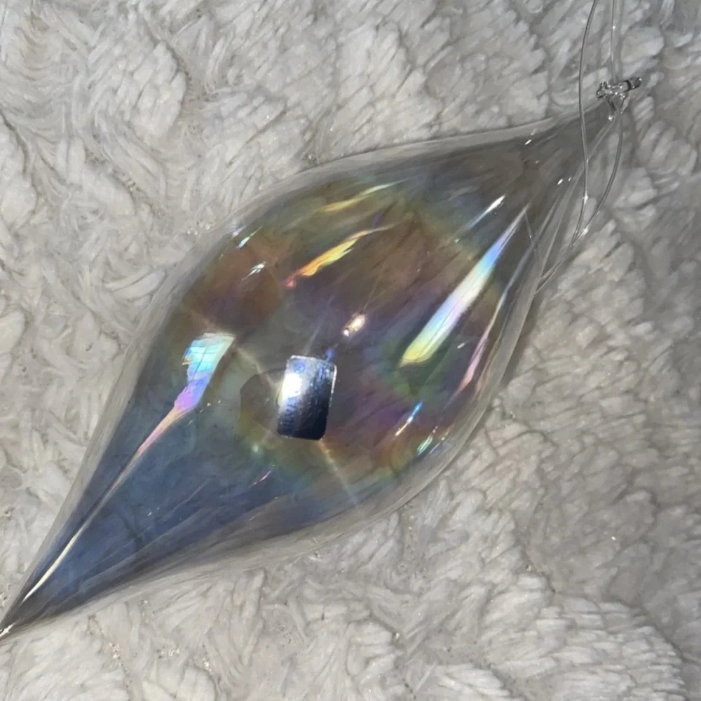 Vintage‎ Silvestri Glass iridescent Teardrop Shape Christmas Ornament